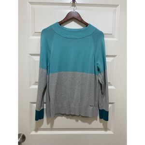 Nautica Sweater Color Block Gray and Light Blue Size M